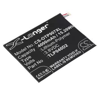   Alcatel TLP040D2 helyettesítő mobiltelefon akkumulátor (Li-Polymer, 3.8V, 15.20Wh / 4000mAh) - Utángyártott