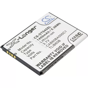   Alcatel TLiB60B helyettesítő mobiltelefon akkumulátor (Li-ion, 3.7V, 5.36Wh / 1450mAh) - Utángyártott