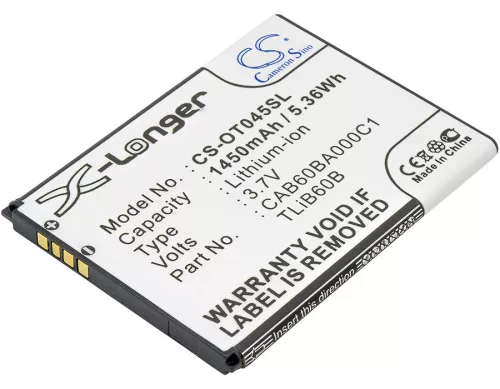 Alcatel TLiB60B helyettesítő mobiltelefon akkumulátor (Li-ion, 3.7V, 5.36Wh / 1450mAh) - Utángyártott