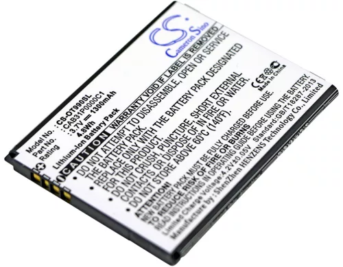 Alcatel TB-4T0058200 helyettesítő mobiltelefon akkumulátor (Li-ion, 3.7V, 4.81Wh / 1300mAh) - Utángyártott