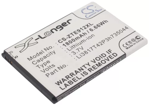 ZTE Li3818T42P3h735044 helyettesítő mobiltelefon akkumulátor (Li-ion, 3.7V, 6.66Wh / 1800mAh) - Utángyártott