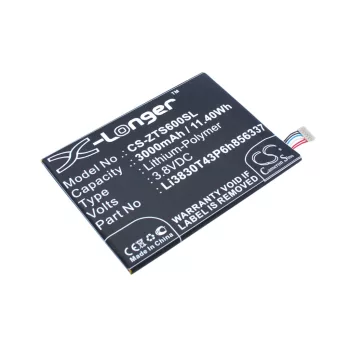   ZTE Li3830T43P6h856337 helyettesítő mobiltelefon akkumulátor (Li-Polymer, 3.8V, 11.40Wh / 3000mAh) - Utángyártott