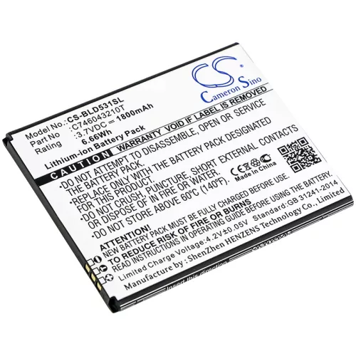 BLU C746043230T helyettesítő mobiltelefon akkumulátor (Li-ion, 3.7V, 6.66Wh / 1800mAh) - Utángyártott