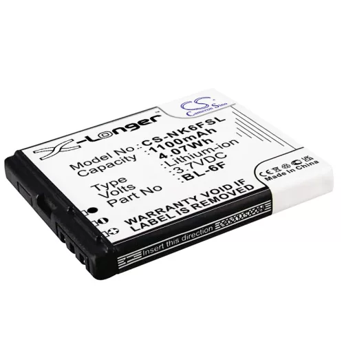 Nokia BL-6F helyettesítő mobiltelefon akkumulátor (Li-ion, 3.7V, 4.07Wh / 1100mAh) - Utángyártott