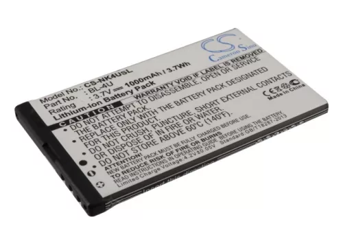 Nokia BL-4U helyettesítő mobiltelefon akkumulátor (Li-ion, 3.7V, 3.70Wh / 1000mAh) - Utángyártott