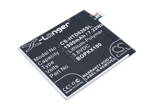 HTC BOPKX100 helyettesítő mobiltelefon akkumulátor (Li-Polymer, 3.8V, 7.22Wh / 1900mAh) - Utángyártott