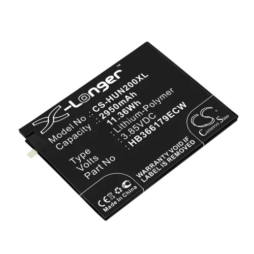 Huawei HB366179ECW helyettesítő mobiltelefon akkumulátor (Li-Polymer, 3.85V, 11.36Wh / 2950mAh) - Utángyártott