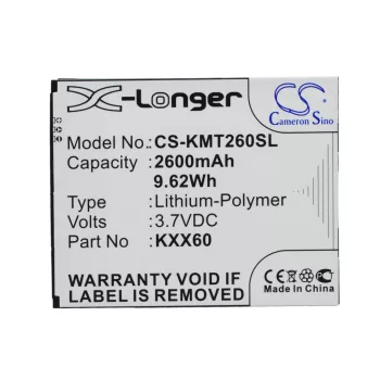   KAZAM KXX60-FHABC009886 helyettesítő mobiltelefon akkumulátor (Li-Polymer, 3.7V, 9.62Wh / 2600mAh) - Utángyártott