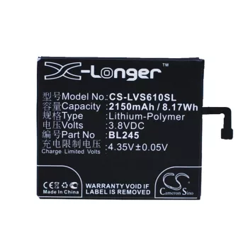   Lenovo BL245 helyettesítő mobiltelefon akkumulátor (Li-Polymer, 3.8V, 8.17Wh / 2150mAh) - Utángyártott