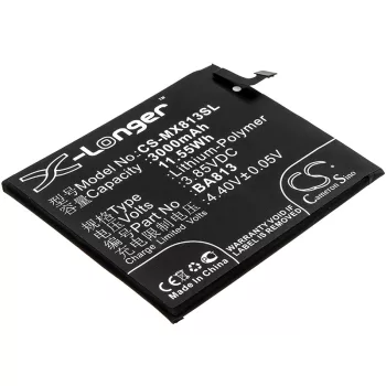   Meizu BA813 helyettesítő mobiltelefon akkumulátor (Li-Polymer, 3.85V, 11.55Wh / 3000mAh) - Utángyártott