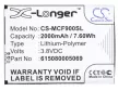 Mobistel 615080005069 helyettesítő mobiltelefon akkumulátor (Li-Polymer, 3.8V, 7.60Wh / 2000mAh) - Utángyártott