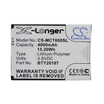   Mobistel BTY26187Mobistel/STD helyettesítő mobiltelefon akkumulátor (Li-Polymer, 3.8V, 15.20Wh / 4000mAh) - Utángyártott