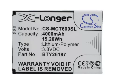 Mobistel BTY26187Mobistel/STD helyettesítő mobiltelefon akkumulátor (Li-Polymer, 3.8V, 15.20Wh / 4000mAh) - Utángyártott