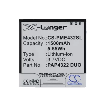   Prestigio PAP4322 DUO helyettesítő mobiltelefon akkumulátor (Li-ion, 3.7V, 5.55Wh / 1500mAh) - Utángyártott