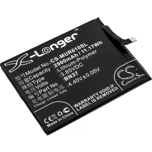 Redmi BN37 helyettesítő mobiltelefon akkumulátor (Li-Polymer, 3.85V, 11.17Wh / 2900mAh) - Utángyártott