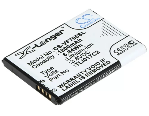 Vodafone TLi017C2 helyettesítő mobiltelefon akkumulátor (Li-ion, 3.8V, 6.84Wh / 1800mAh) - Utángyártott