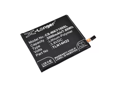Wiko TLN14H22 helyettesítő mobiltelefon akkumulátor (Li-Polymer, 3.8V, 7.60Wh / 2000mAh) - Utángyártott