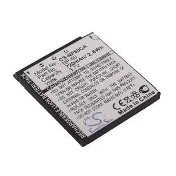   Casio NP-60 helyettesítő akkumulátor (Li-ion, 3.7V, 720mAh / 2.66Wh) - Utángyártott