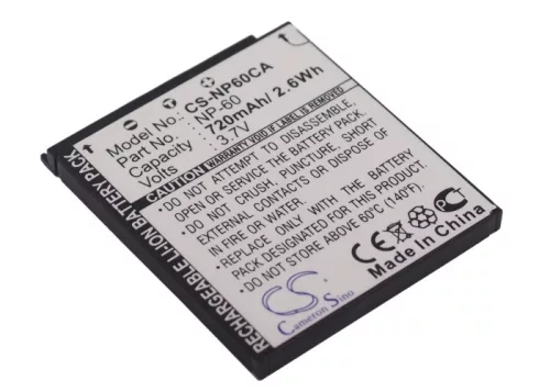 Casio NP-60 helyettesítő akkumulátor (Li-ion, 3.7V, 720mAh / 2.66Wh) - Utángyártott