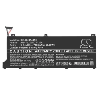   Honor HB4792Z9ECW-22A helyettesítő laptop akkumulátor (Li-Polymer, 7.64V, 7330mAh / 56.00Wh) - Utángyártott