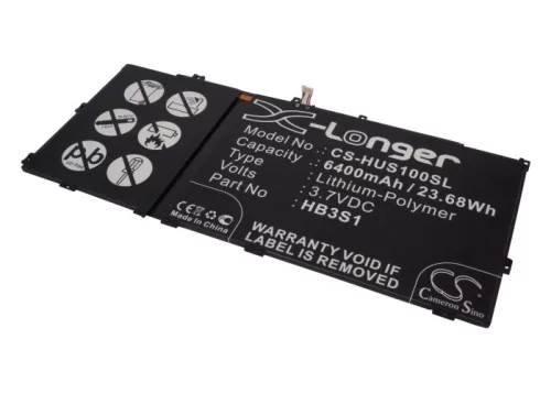 Huawei HB3S1 helyettesítő laptop akkumulátor (Li-Polymer, 3.7V, 6400mAh / 23.68Wh) - Utángyártott