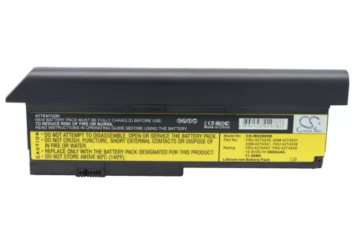 IBM FRU 42T6467, FUR 42T4649 helyettesítő laptop akkumulátor (Li-ion, 10.8V, 6600mAh) - Utángyártott