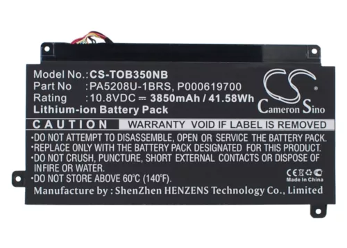 Toshiba PA5208U-1BRS helyettesítő laptop akkumulátor (Li-Polymer, 10.8V, 3850mAh / 41.58Wh) - Utángyártott