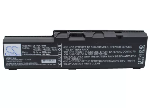 Toshiba PA3383U-1BRS helyettesítő laptop akkumulátor (Li-ion, 14.8V, 6600mAh) - Utángyártott
