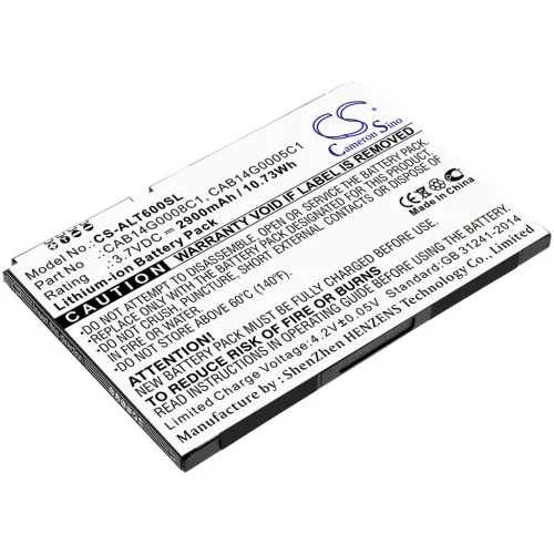 Alcatel CAB14G0008C1 helyettesítő tablet akkumulátor (Li-ion, 3.7V, 2900mAh / 10.73Wh) - Utángyártott