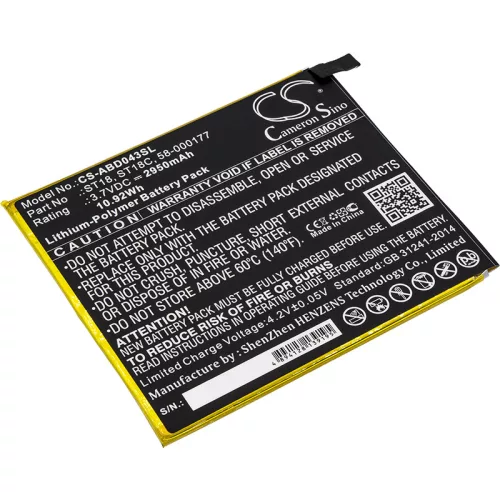 Amazon ST18, ST18C helyettesítő tablet akkumulátor (Li-Polymer, 3.7V, 2950mAh / 10.92Wh) - Utángyártott