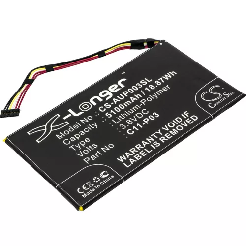 Asus C11-P03 helyettesítő tablet akkumulátor (Li-Polymer, 3.8V, 5100mAh / 18.87Wh) - Utángyártott