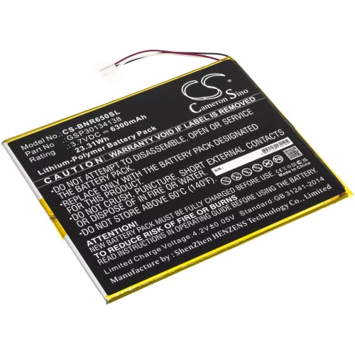 Barnes & Noble GSP30134138 helyettesítő tablet akkumulátor (Li-Polymer, 3.8V, 6300mAh / 23.94Wh) - Utángyártott
