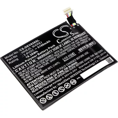DELL WXR8J helyettesítő tablet akkumulátor (Li-Polymer, 3.8V, 5100mAh / 19.38Wh) - Utángyártott