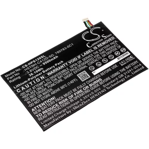HP HSTNH-C412D-SD helyettesítő tablet akkumulátor (Li-Polymer, 3.8V, 9500mAh / 36.10Wh) - Utángyártott