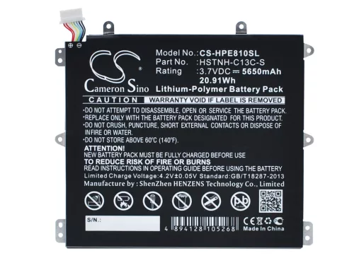 HP HSTNH-C13C-S helyettesítő tablet akkumulátor (Li-Polymer, 3.7V, 5650mAh / 20.91Wh) - Utángyártott
