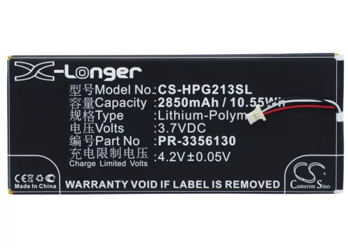 HP PR-3356130 helyettesítő tablet akkumulátor (Li-Polymer, 3.7V, 2850mAh / 10.55Wh) - Utángyártott
