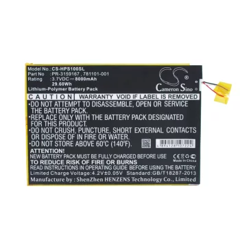   HP PR-3159167 helyettesítő tablet akkumulátor (Li-Polymer, 3.7V, 8000mAh / 29.60Wh) - Utángyártott