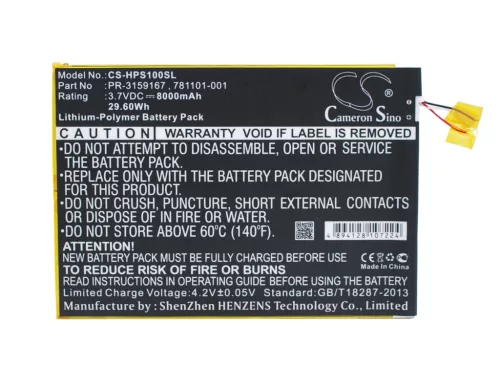 HP PR-3159167 helyettesítő tablet akkumulátor (Li-Polymer, 3.7V, 8000mAh / 29.60Wh) - Utángyártott