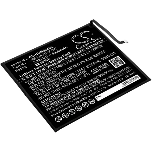 Huawei HB30A7C1ECW helyettesítő tablet akkumulátor (Li-Polymer, 3.82V, 6000mAh / 22.92Wh) - Utángyártott