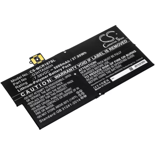 Microsoft G3HTA060H helyettesítő tablet akkumulátor (Li-Polymer, 7.58V, 5000mAh / 37.90Wh) - Utángyártott