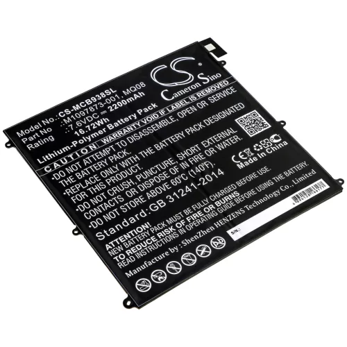 Microsoft MQ08 helyettesítő tablet akkumulátor (Li-Polymer, 7.6V, 2200mAh / 16.72Wh) - Utángyártott