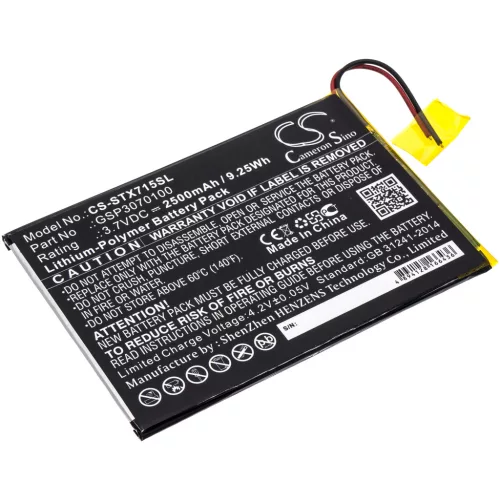 SmarTab GSP3070100 helyettesítő tablet akkumulátor (Li-Polymer, 3.7V, 2500mAh / 9.25Wh) - Utángyártott