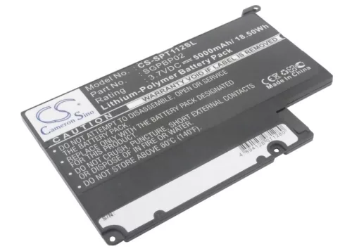 Sony SGPBP02 helyettesítő tablet akkumulátor (Li-Polymer, 3.7V, 5000mAh / 18.50Wh) - Utángyártott