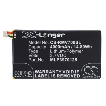   Verizon MLP3970125 helyettesítő tablet akkumulátor (Li-Polymer, 3.7V, 4000mAh / 14.80Wh) - Utángyártott