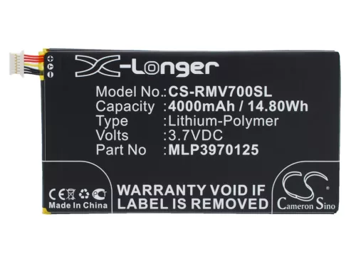 Verizon MLP3970125 helyettesítő tablet akkumulátor (Li-Polymer, 3.7V, 4000mAh / 14.80Wh) - Utángyártott