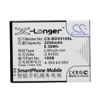   100+ 100B helyettesítő mobiltelefon akkumulátor (Li-ion, 3.8V, 2200mAh / 8.36Wh) - Utángyártott