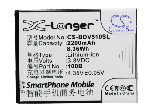 100+ 100B helyettesítő mobiltelefon akkumulátor (Li-ion, 3.8V, 2200mAh / 8.36Wh) - Utángyártott