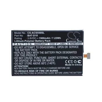   Acer KT.0010B-009 helyettesítő mobiltelefon akkumulátor (Li-Polymer, 3.8V, 1900mAh / 7.22Wh) - Utángyártott