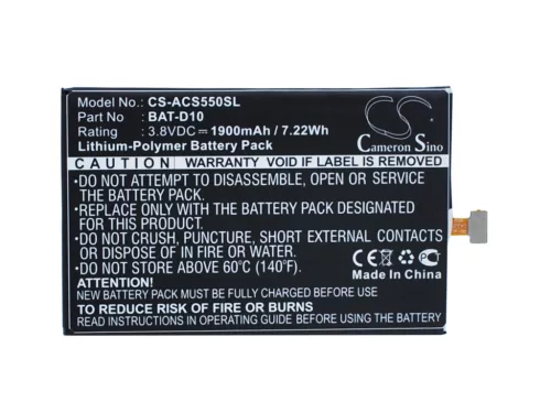 Acer KT.0010B-009 helyettesítő mobiltelefon akkumulátor (Li-Polymer, 3.8V, 1900mAh / 7.22Wh) - Utángyártott