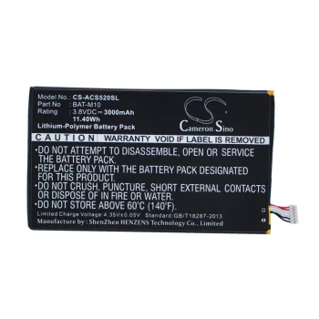   Acer KT.0010S.007 helyettesítő mobiltelefon akkumulátor (Li-Polymer, 3.8V, 3000mAh / 11.40Wh) - Utángyártott